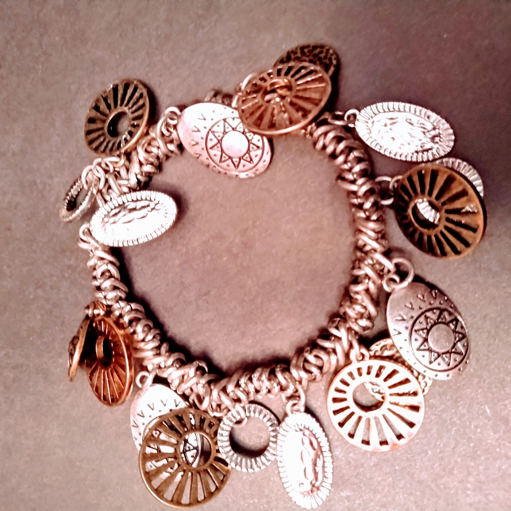 Silver toned charm bracelet